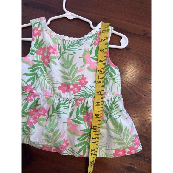 Janie and Jack Toddler Girl 2T Pink Green White Sleeveless Tropical Print Top - Picture 5 of 7